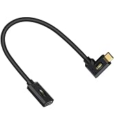 Poyiccot USB C Extension Cable 1ft, Right Angle USB C Extension Cable 240W, Thunderbolt 4 Extensi...