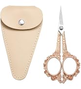 HITOPTY Sewing Scissors Embroidery Scissors, 4.5in Rose Gold Crochet Scissor with Sheath for Craf...