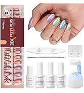 Beetles X Press Gel Nails Kit - Soda Aurora | 7 Colors Spring Cat Eye Press On Nails Short Almond...