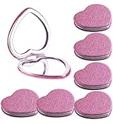 Frinnovan 6 Pack Sparkly Pokect Heart Mirror Travel Compact Magnifying Folding Mirror for Purse M...