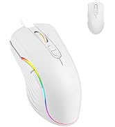 White Gaming Mouse Wired Ergonomic RGB Light High Precision Portable Gamer Corded 7 Buttons Light...