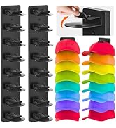 Eiito Hat Organizer for Baseball Caps, 2 Pack Strong Adhesive Hat Rack for Wall, Multilayer Hat S...