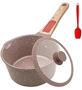 AIKENBBKK 1.5 Quarts Ceramic Nonstick Saucepan with Lid, Small Sauce Pot with Pour Spouts for Mul...