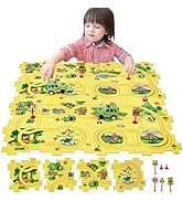 SGILE 16 PCS STEM Road Builder Puzzle for Kids Age 3+, Toddler Race Logical Brain Teaser Maze Boa...