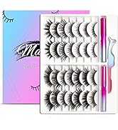 Magnetic Eyelashes Kit, Long Lasting and Reusable Magnetic lashes Natural Look, 14 Pairs False Ey...
