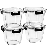 Hoenjuno 32 oz Glass Soup Containers with Lids, 4 Cup Glass Food Storage Containers with lids, Me...