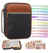 BellaHold Quilted Vegan Leather Bible Cover, Color-Blocked Bible Cover Case for Women, Large Bibl...