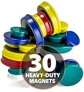 Officemate Assorted Heavy-Duty Magnets, Circles, Assorted Sizes & Colors, 30/Tub (92501)
