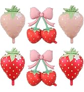 6 Pcs Bow Strawberry and Strawberry Balloons Decorations