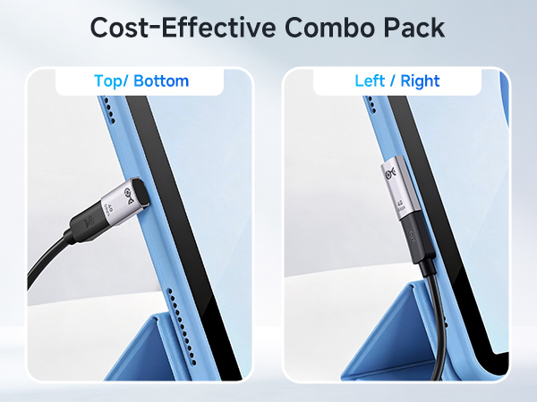 Combo-Pack 40Gbps Vertical Right Angle USB-C Adapter Kit, Up to [4K@240Hz Video
