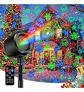 Christmas Lights Projector Outdoor, 2-in-1 Holiday Light Projector with 4 Slides & 8 Brighter HD ...