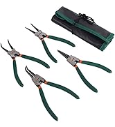 Prowin 4 Piece Internal/External Snap Ring Pliers Set, 7-Inch Circlip Pliers Set with Straight/Be...