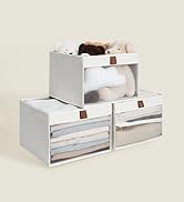 StorageWorks Closet Storage Bins with Clear Window and 2 Handles, Foldable Clothing Bins for Shel...