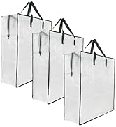 3 Pack Clear Storage Bags with Zipper and Handles, Blanket Bags For Closet Storage, Moving and Pa...