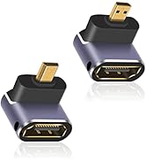 Poyiccot Micro HDMI to HDMI Adapter 8K, 90 Degree Micro HDMI Male to HDMI Female Adapter, Up & Do...