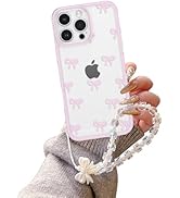 EYZUTAK Case for iPhone 16 Pro Max, Clear Cute Ribbon Bowknot Aesthetic Phone Case with Charm Bra...