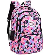 Geometric, Leaf or Galaxy Print Backpack for Girls-Boys Middle-School Elementary Bookbags