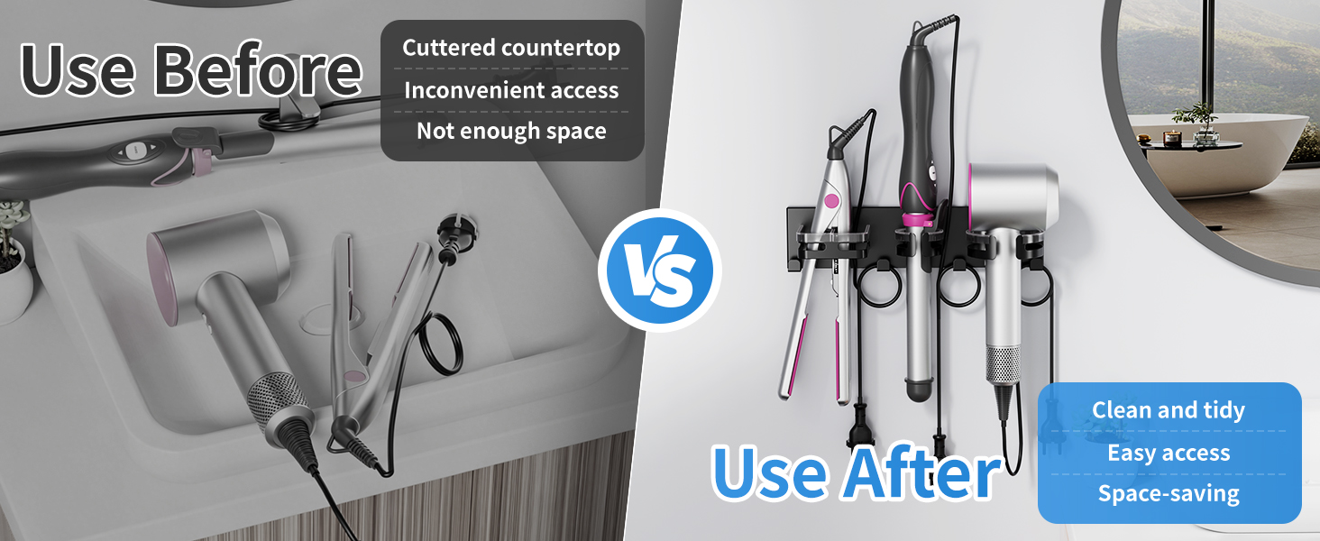 hair dryer and straightener holder