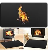 rumlick Fireplace Mat - 25"x39" Double-Sided Fireproof Waterpoof Hearth Rugs, Fire Resistant Unde...