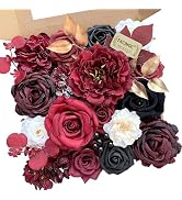 FACINOC Roses Artificial Flowers Burgundy Fake Flower Bulk with Stems for DIY Wedding Bouquet Bri...