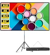 Projector Screen with Stand, 80 Inch Portable Projector Screen Outdoor Indoor, 1.5 Gain ALR Proje...