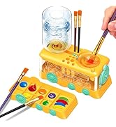 Paint Brush Cleaner with Paint Tray, Water Circulation Brush Rinser with Brush Holder, Watercolor...