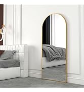 XKZG 65" x 22" Arched Full Length Mirror Floor Mirror with Aluminum Alloy Frame Full Body Mirror ...