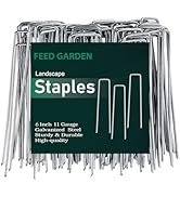 FEED GARDEN 6 Inch 50 Pack Hot-dip Galvanized Landscape Staples Plant Cover Spikes 11 Gauge Tent ...