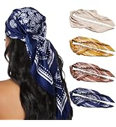 HBselect 4PCS Head Scarf for Women 35” Head Scarves Silk Like Satin Neck Scarfs Square Bandana Ha...