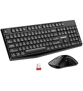 memzuoix Wireless Keyboard and Mouse Combo, 2.4G Full-Size Ergonomic Set with 1400 DPI Mouse, Lag...