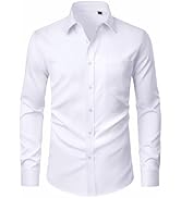 J.VER Men's Dress Shirts Stretch Stain Shield Button Down Shirt Solid Formal Business Casual Long...
