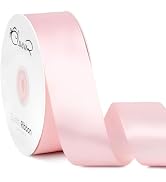 CLUEWR Double Faced Light Pink Satin Ribbon, 1-1/2 Inches 50 Yards Fabric Ribbon Roll for Flower ...