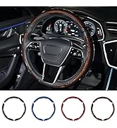 Hiseanllo Carbon Fiber Steering Wheel Cover 3PCS Set – Anti-Slip, Scratch-Resistant, Universal Fi...