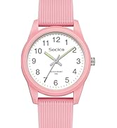 SOCICO Kids Analog Watch for Boys Girls, Easy to Read Learning Time Watch, 50M Waterproof, Soft B...