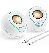 LENRUE Computer Speakers, PC Speakers with Colorful Lights Button, Volume Knob, 45 ° Tilt, Loud S...