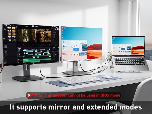 It supports mirror and extended modes