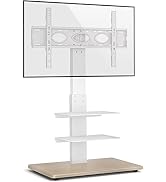 5Rcom TV Stand with Mount, Height Adjustable TV Floor Stand with Shelf & Sturdy Wood Base for 37-...