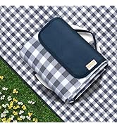 SAMSIER Outdoor Picnic Blankets Waterproof Foldable, Large Beach Blanket Sandproof, Gingham Picni...