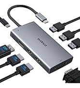 USB C Docking Station Dual Monitor for Dell HP, Laptop Docking Station Quadruple Display USB C Hu...