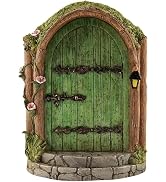 Mozff Green Fairy Door, Wooden Miniature Fairy Garden Doors Outdoor Mini Fairy Gnome House Access...