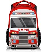 Kids Backpacks for Boys 3-6, 17" Back to School Gifts for Kids Children, Personalized Fire Truck ...