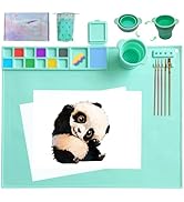 Silicone Painting Mat, 20"X16" Silicone Art Mat with a Water Cup, Storage Bag, Non Slip Erasable ...