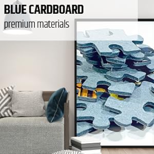 high quality, blue cardboard, premium, jigsaw, puzzle