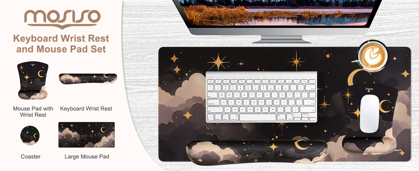 MOSISO Wrist Rest Support for Mouse Pad & Keyboard Set