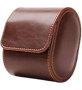 YANHHAN Watch Roll Leather Travel Watch Case - Brown Eco-friendly Leather Single Watch Roll, Equi...