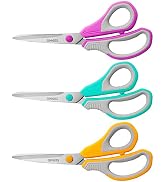 QMVESS 8.5" Scissors All Purpose 3 Pack, Ultra Sharp Multipurpose Blade Shears, Professional Ergo...