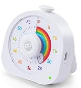 Visual Timer for Kids – 60min/12h Rainbow Magnetic Timer for Classroom, Rechargeable Silent Count...