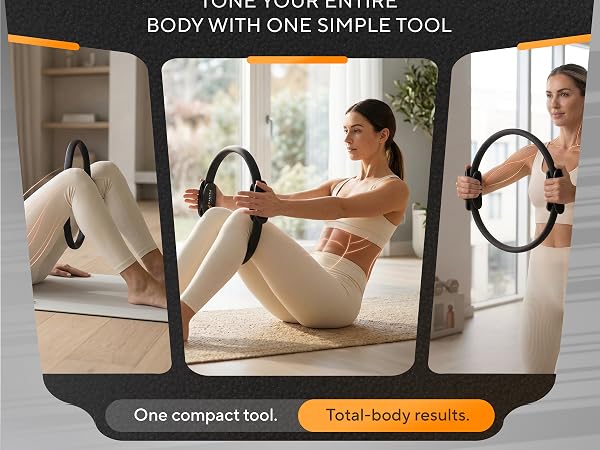 13 inch Pilates ring with padded handles on a white background