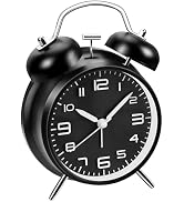 Azyh Loud Alarm Clock for Heavy Sleeper, 4 Inches Twin Bell Battery Operated Metal Alarm Clocks w...