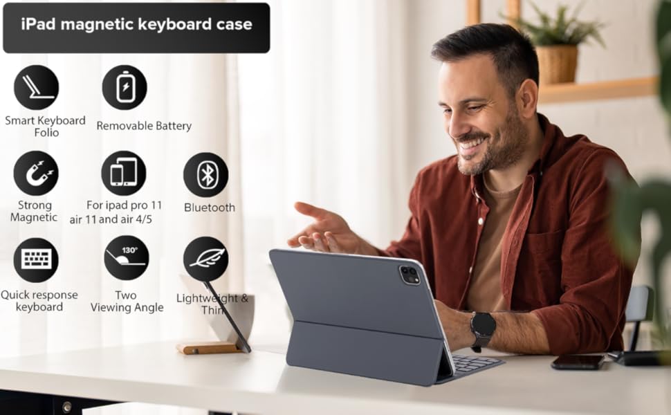 Keyboard Folio for iPad Pro 11 inch and 10.9" iPad Air (4th, 5th Gen)